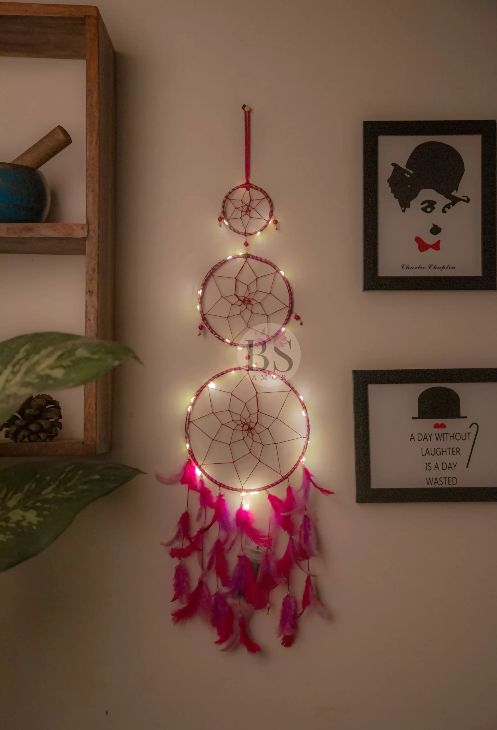 2 Pack LED Light Dream Catcher with Feathers Handmade Light Up Dream  Catchers